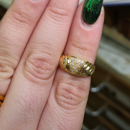 18ct yellow gold wide diamond set band ring