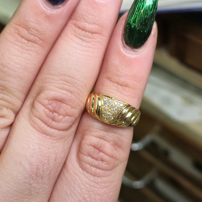 18ct yellow gold wide diamond set band ring
