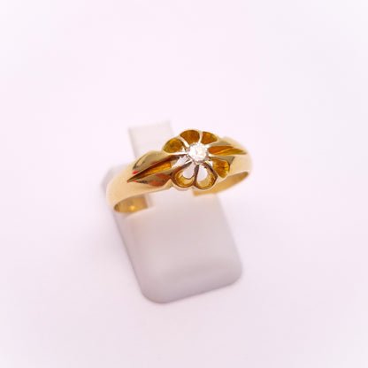 18ct yellow gold diamond solitaire gypsy ring