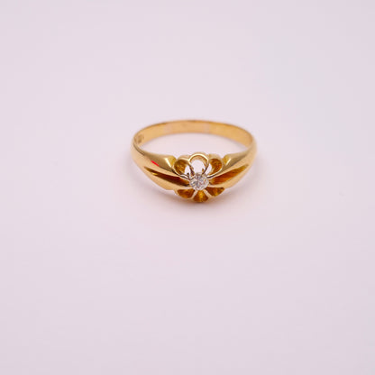 18ct yellow gold diamond solitaire gypsy ring