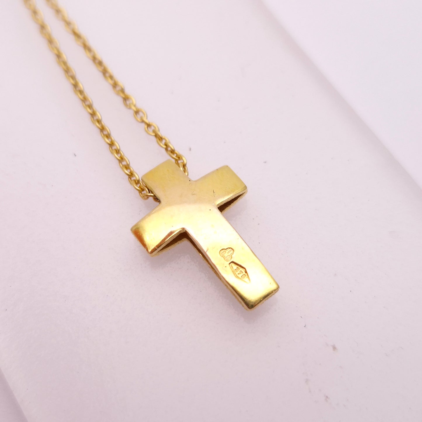 9ct Yellow Gold Frosted Textured Cross pendant and chain necklace