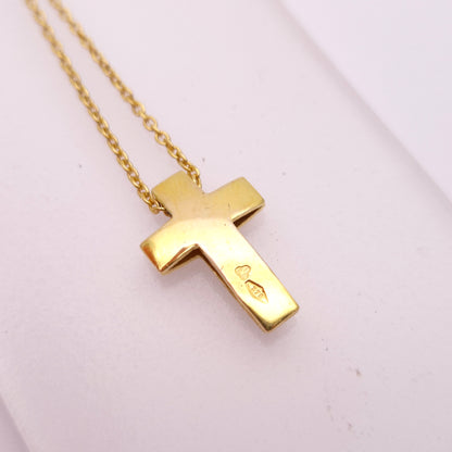 9ct Yellow Gold Frosted Textured Cross pendant and chain necklace