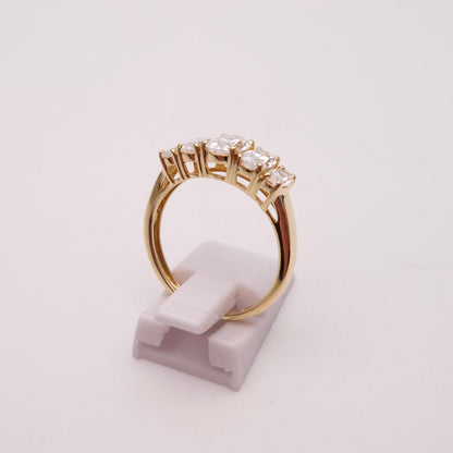9ct Yellow Gold Graduated Oval Cubic Zirconia 5 Stone Ring