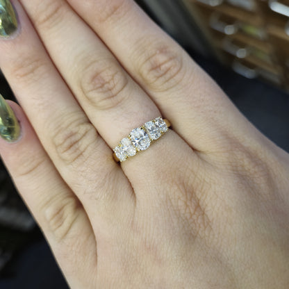 9ct Yellow Gold Graduated Oval Cubic Zirconia 5 Stone Ring