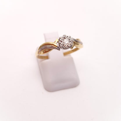 9ct Two Tone Gold Illusion Set Diamond Solitaire Ring
