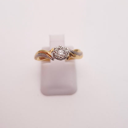 9ct Two Tone Gold Illusion Set Diamond Solitaire Ring