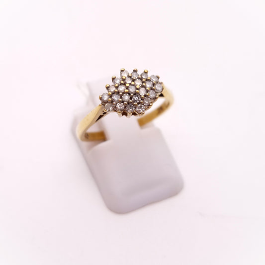 9ct Yellow Gold Multi-stone diamond Cluster Ring