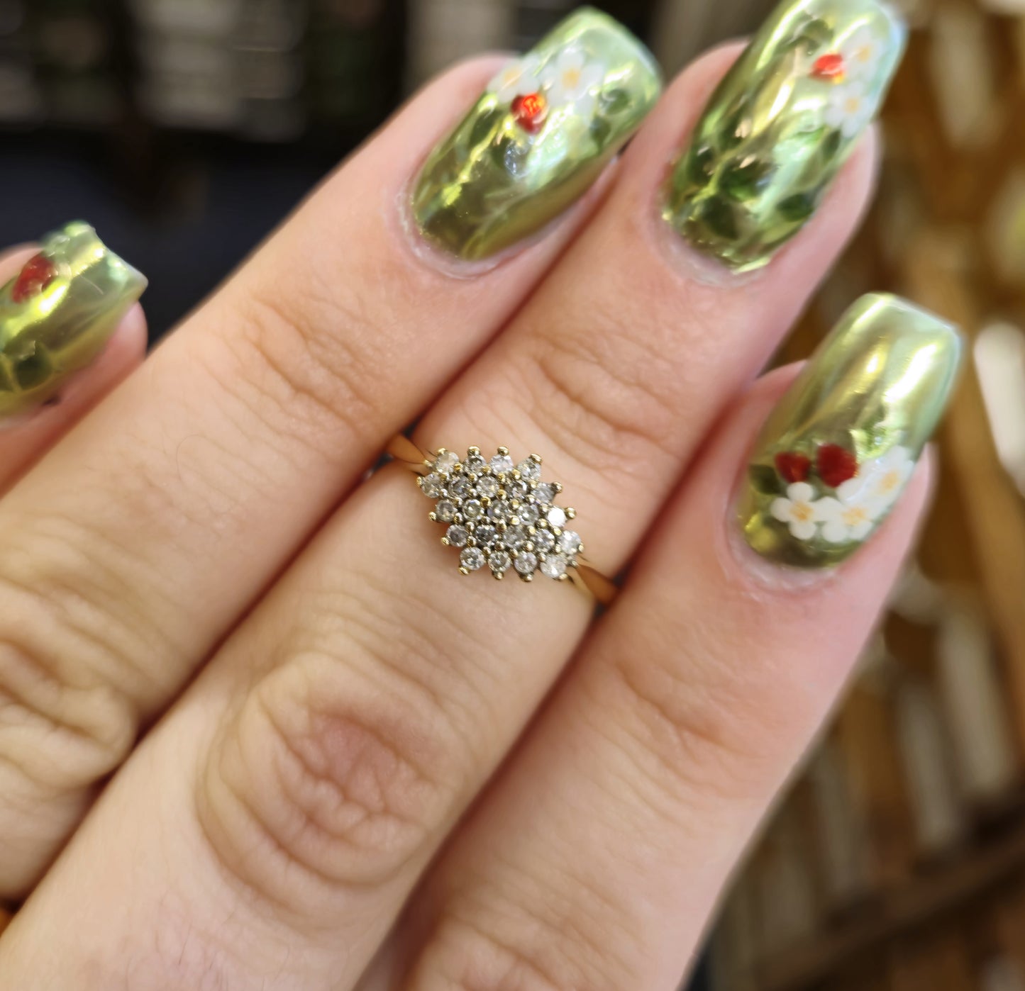 9ct Yellow Gold Multi-stone diamond Cluster Ring