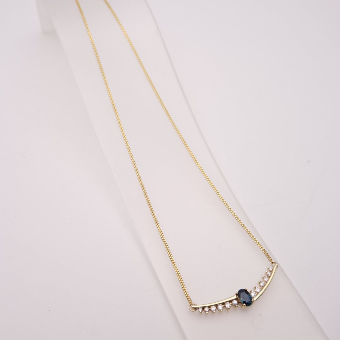 9ct Yellow Gold Sapphire and Diamond Necklet / Necklace