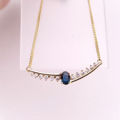 9ct Yellow Gold Sapphire and Diamond Necklet / Necklace