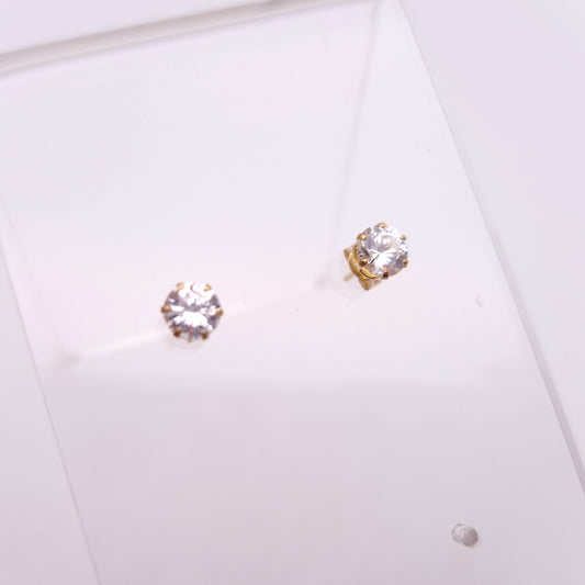 9ct Yellow Gold Cubic Zirconia Solitaire Lightweight Stud Earrings