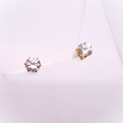 9ct Yellow Gold Cubic Zirconia Solitaire Lightweight Stud Earrings