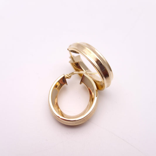 9ct Yellow Gold Oval Shaped Textured Creole Hoop Earrings