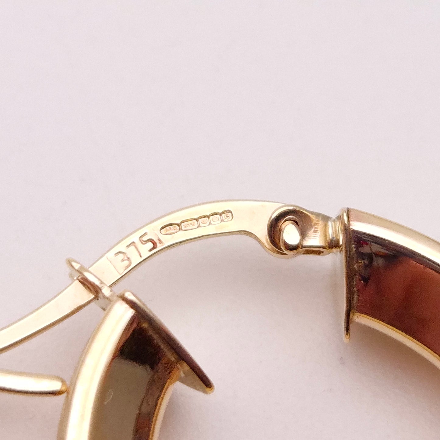 9ct Yellow Gold Oval Shaped Textured Creole Hoop Earrings