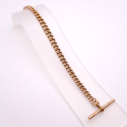 9ct Rose Gold Antique T-bar Heavy Bracelet