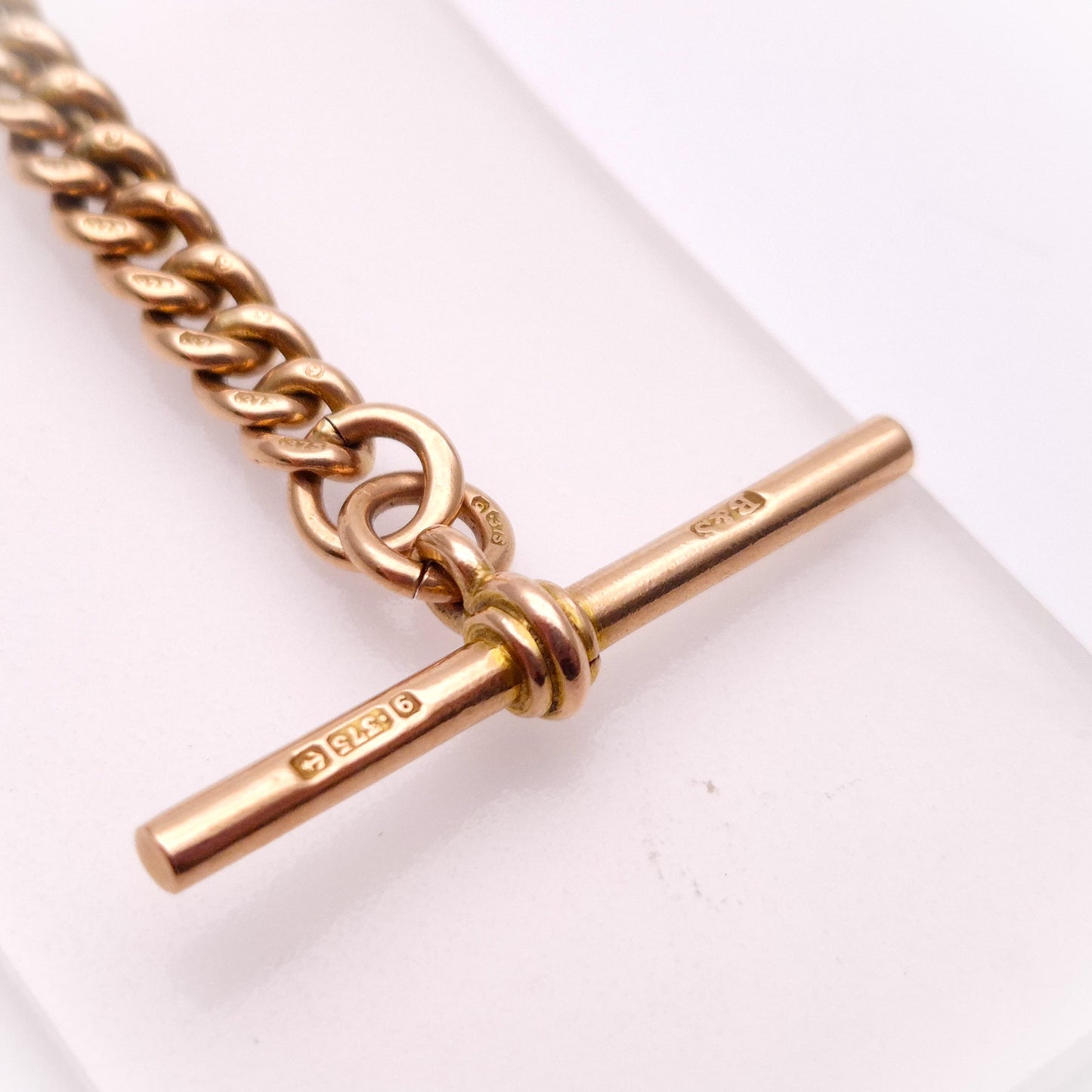 9ct Rose Gold Antique T-bar Heavy Bracelet