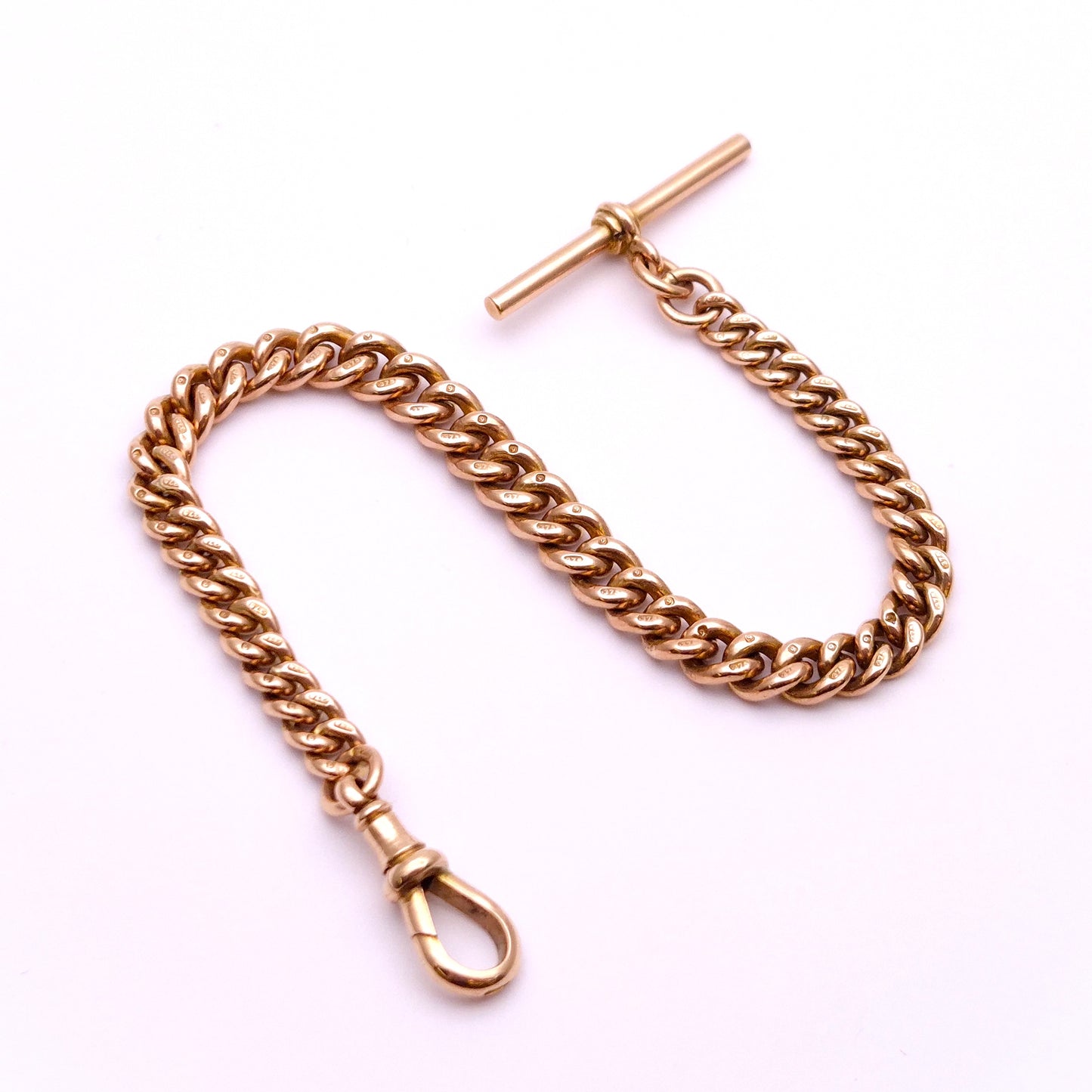 9ct Rose Gold Antique T-bar Heavy Bracelet