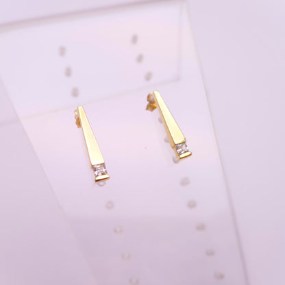 9ct Yellow Gold Cubic Zirconia Bar Drop Stud Earrings
