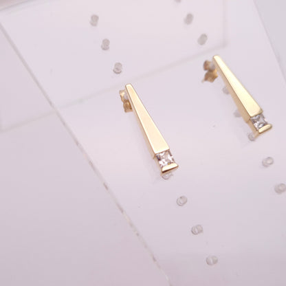 9ct Yellow Gold Cubic Zirconia Bar Drop Stud Earrings