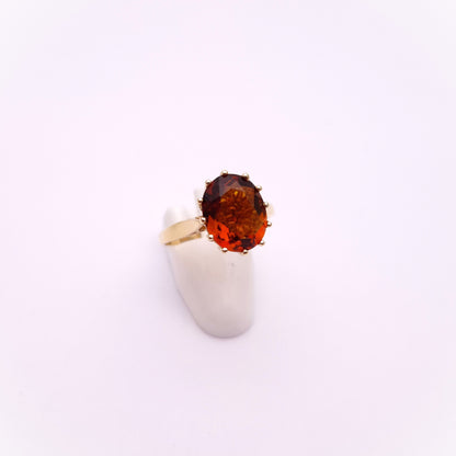 9ct Yellow Gold Deep Orange Citrine Solitaire Ring