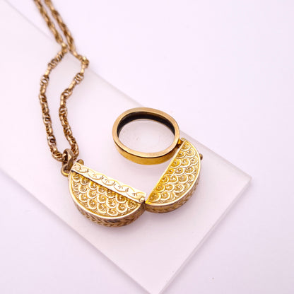 9ct Yellow gold Antique Hinged Oval Locket and 16" Rose Gold Fancy Link Chain