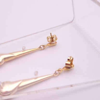 9ct Yellow Gold Teardrop Dangle Drop Earrings