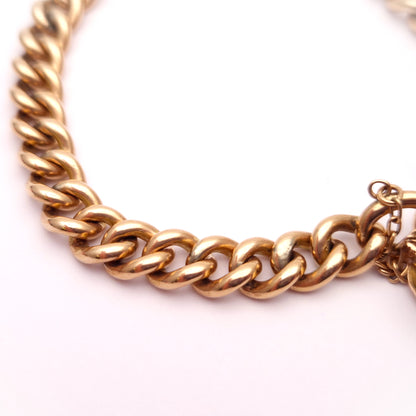 9ct Rose Gold Antique Rose Gold Heart Padlock Bracelet
