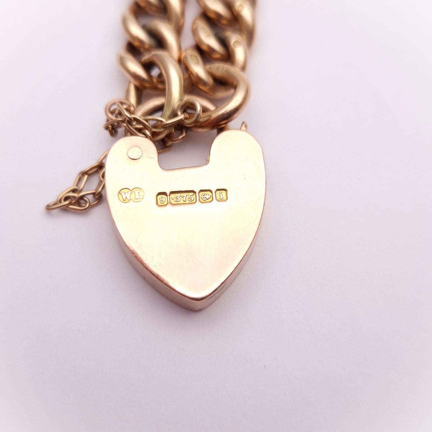 9ct Rose Gold Antique Rose Gold Heart Padlock Bracelet