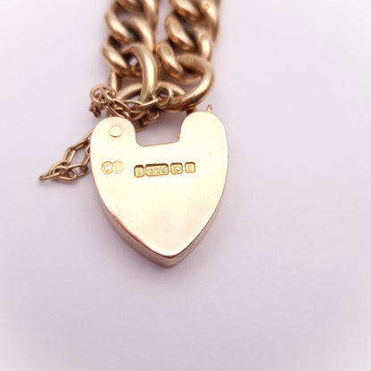 9ct Rose Gold Antique Rose Gold Heart Padlock Bracelet