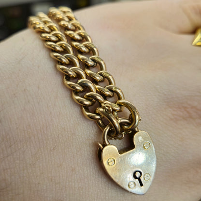 9ct Rose Gold Antique Rose Gold Heart Padlock Bracelet