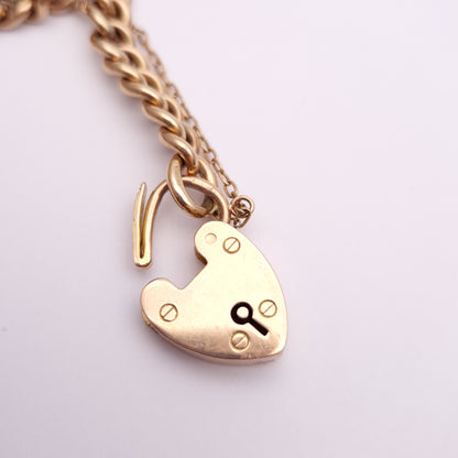 9ct Rose Gold Antique Rose Gold Heart Padlock Bracelet