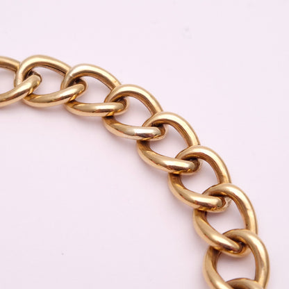 9ct Yellow Gold Traditional Heart Padlock Clasp Charm Bracelet