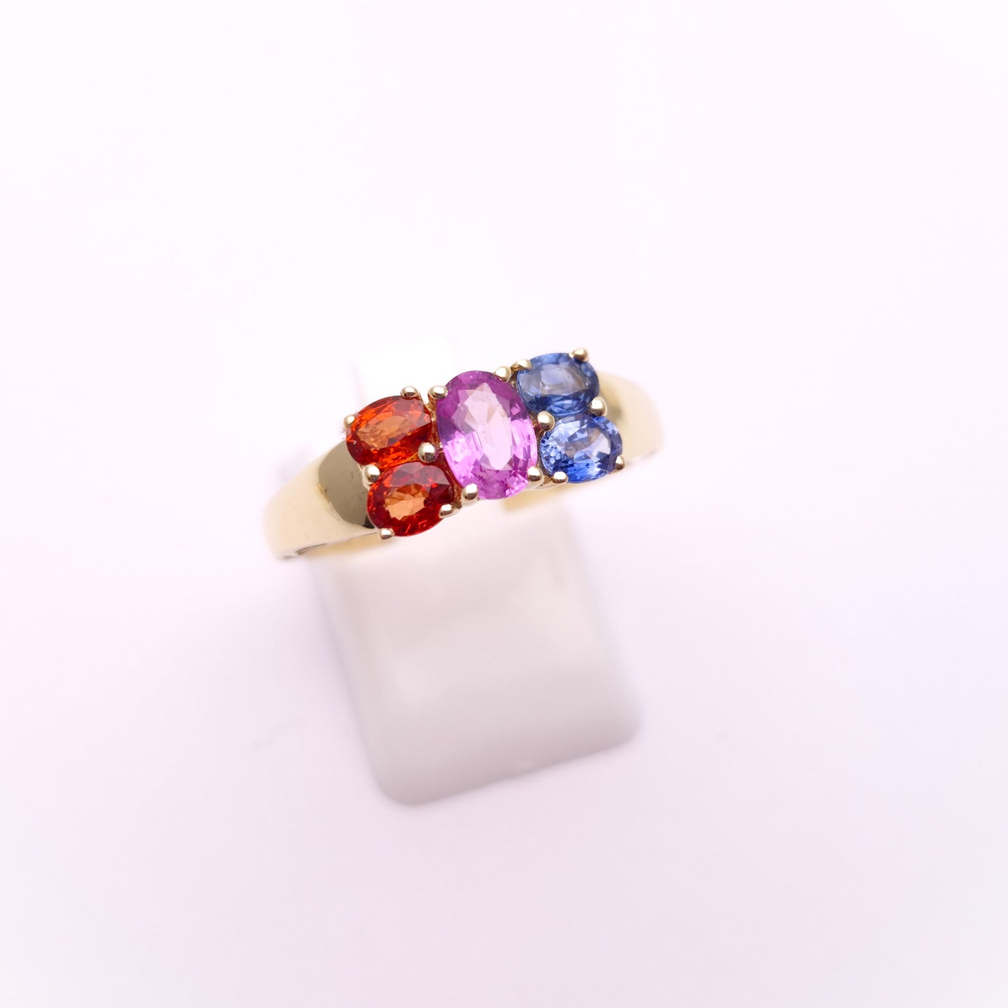 14ct Yellow Gold Multi-Coloured Sapphire Five Stone Ring