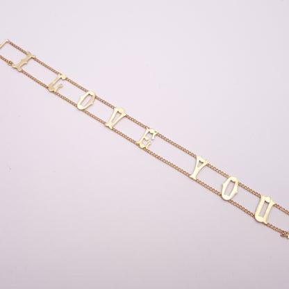9ct Yellow gold Vintage 1960's 'I Love You' Bracelet