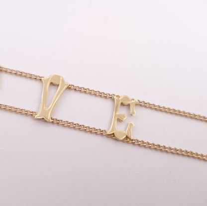 9ct Yellow gold Vintage 1960's 'I Love You' Bracelet