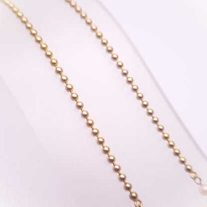 9ct Yellow Gold Beaded Chain Sapphire and Pearl Delicate Necklace