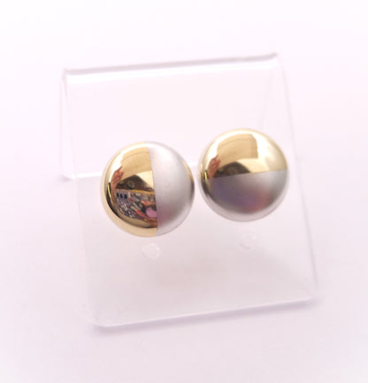 9ct Two-Tone Gold Button Stud Earrings