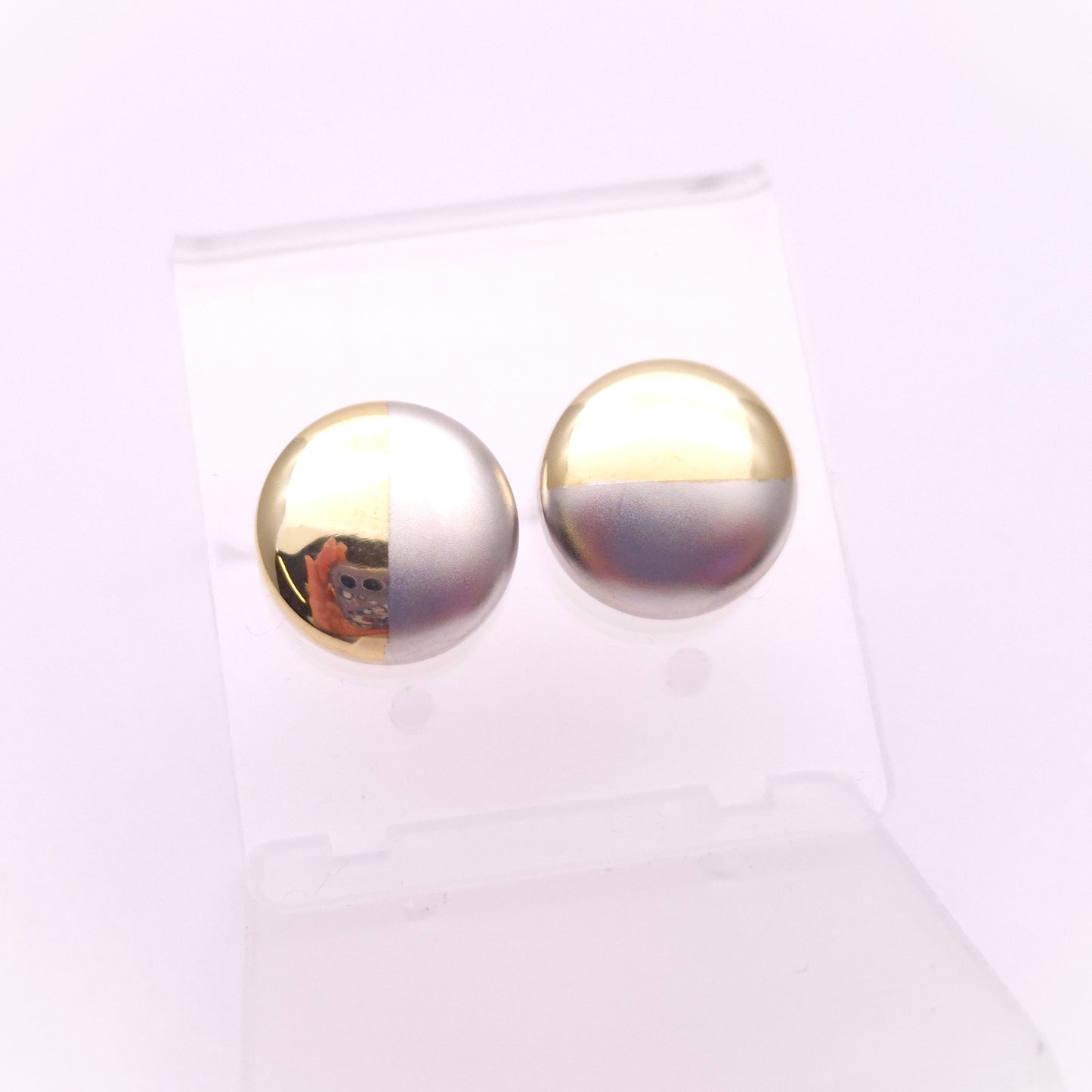 9ct Two-Tone Gold Button Stud Earrings