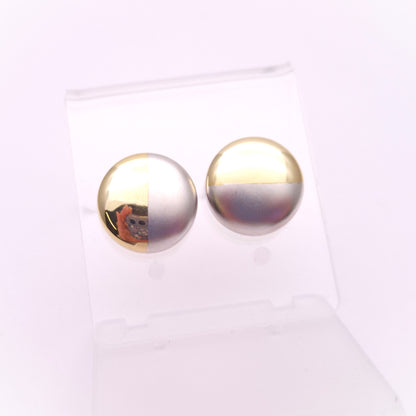 9ct Two-Tone Gold Button Stud Earrings