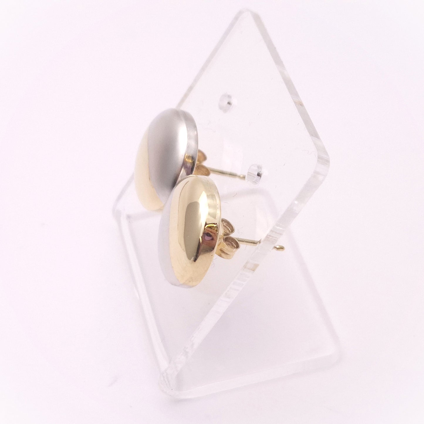 9ct Two-Tone Gold Button Stud Earrings