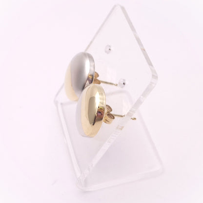 9ct Two-Tone Gold Button Stud Earrings