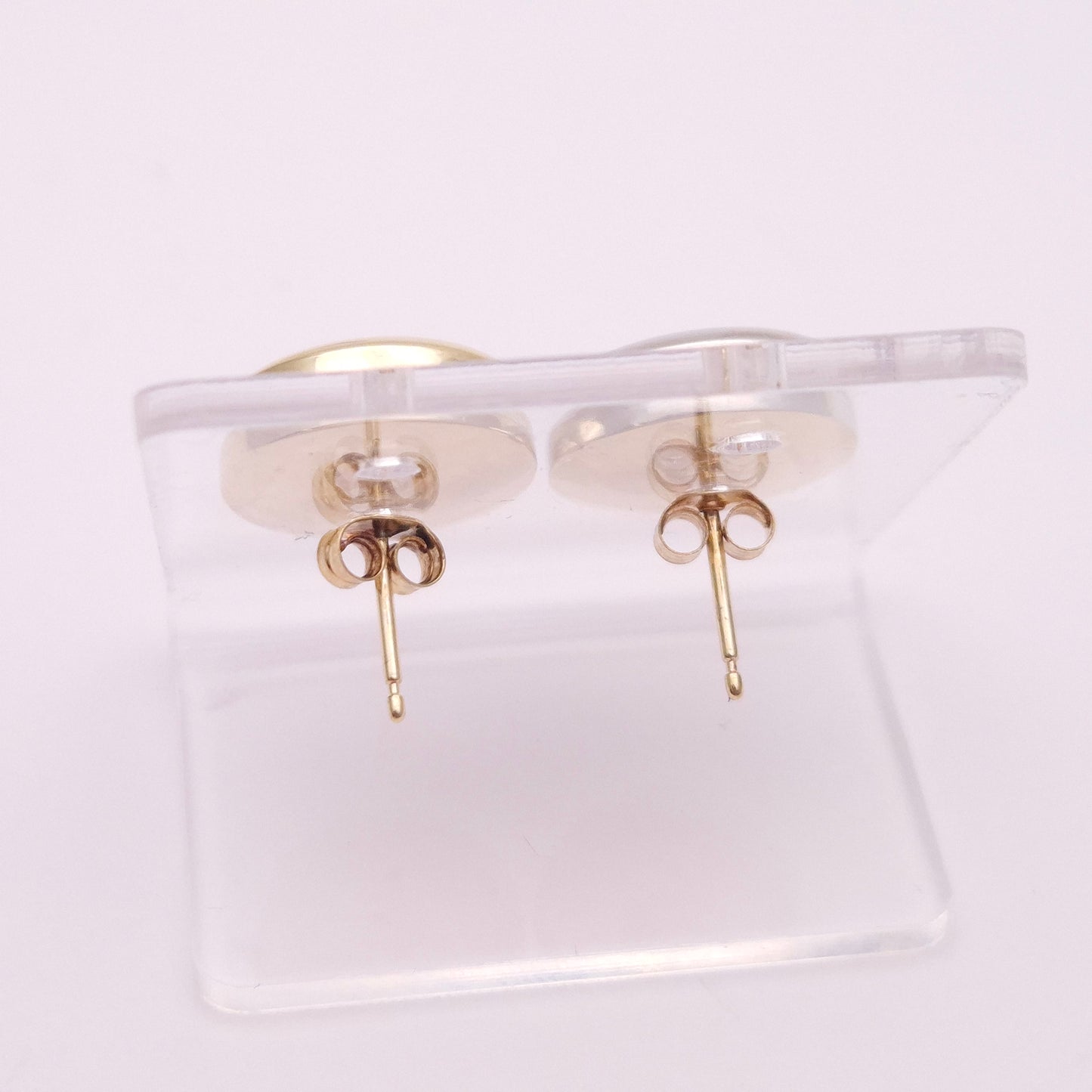 9ct Two-Tone Gold Button Stud Earrings