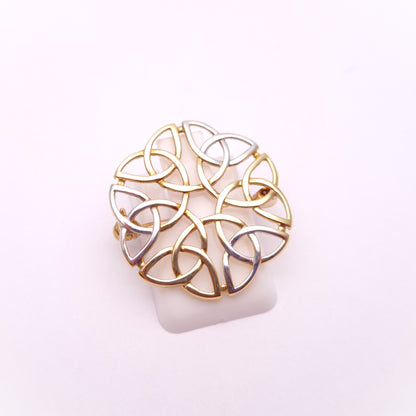 9ct Two-tone Yellow and White gold Celtic knot Style Brooch