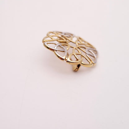 9ct Two-tone Yellow and White gold Celtic knot Style Brooch