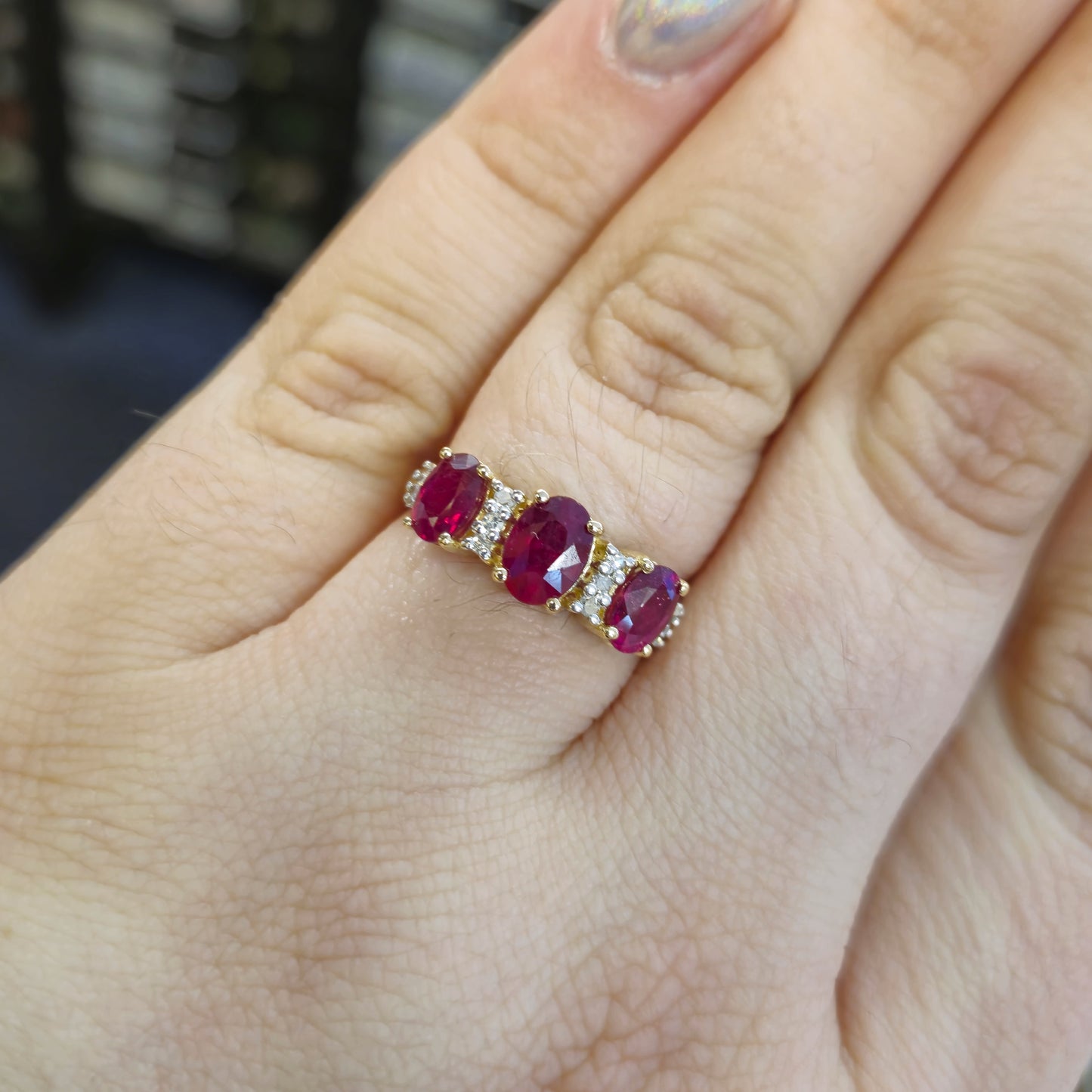 14ct Yellow Gold Ruby and Diamond Multi-stone Ring
