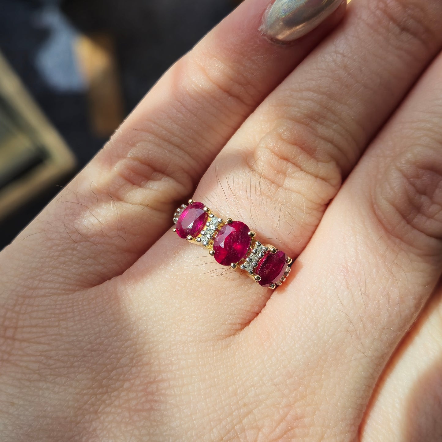 14ct Yellow Gold Ruby and Diamond Multi-stone Ring