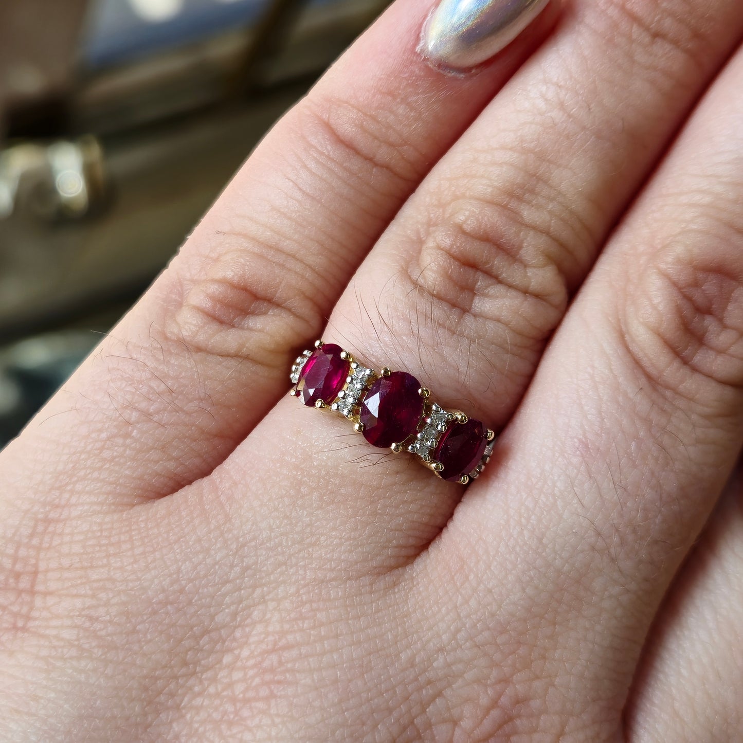 14ct Yellow Gold Ruby and Diamond Multi-stone Ring