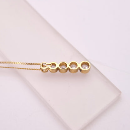 9ct Yellow Gold Graduated Cubic Zirconia CZ pendant Necklace