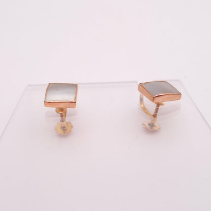 9ct Rose Gold Mother of Pearl Screw back Earrings