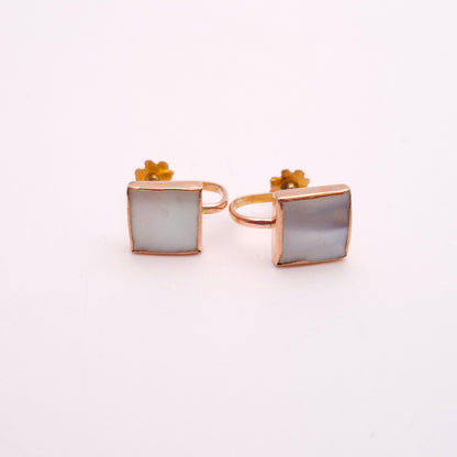 9ct Rose Gold Mother of Pearl Screw back Earrings
